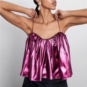 NWT Zara Pink Metallic Top